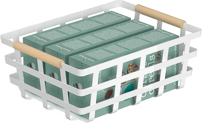 Wire Metal Baskets Farmhouse Baskets Storage Organizer Farmhouse fruit Bin Metal Wire Food Storage Basket Organizer for Kitchen Cabinets, Pantry