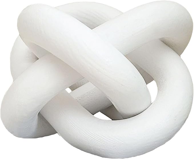 3-Link Wood Chain Link Coffee Table Decor, White Wooden Knot Decor for Coffee Table Farmhouse Decortive for Home Boho Modern Shelf Decortion(White)