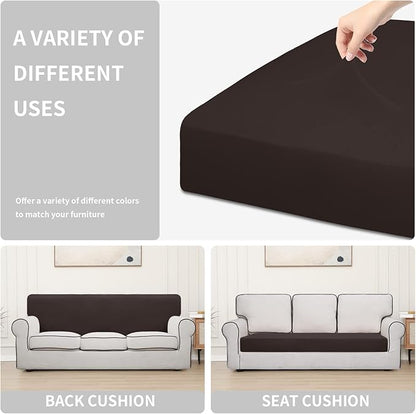 Easy-Going 100% Waterproof Sofa Seat Cushion Slipcovers Couch Cushion Cover Stretch Furniture Protector for Kids, Pets (Sofa Cushion, Chocolate)