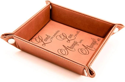 KATE POSH - Loved You Yesterday, Love You Still, Always Have, Always Will Engraved Leather Catchall Valet Tray, Our 3rd Wedding Anniversary, 3 Years as Husband & Wife, Gifts for her, him (Rawhide)