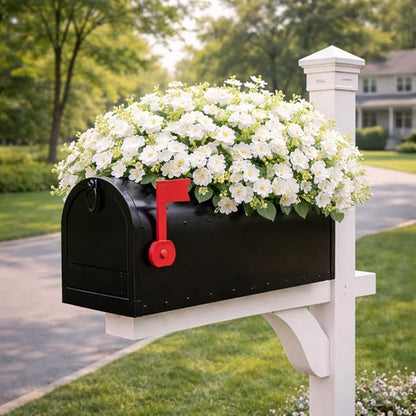 alyptus Artificial Flowers for Outdoors,12 Bundles UV Resistant Spring Fake Flowers for Porch, Patio & Home Decor – Realistic Outdoor Faux Plants with Lasting Color - White