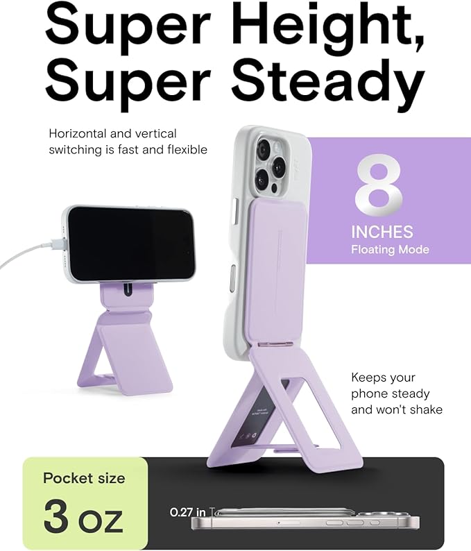 MOFT Phone Tripod Wallet for iPhone, Mulit-Angles, Lightweight & Portable Phone Stand, MOVAS Vegan Leather Magnetic Wallet, Strong Magnets, NFC Card Holder,Travel Essential, Peony (Without Card Slot)