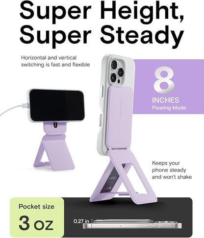 MOFT Phone Tripod Wallet for iPhone, Mulit-Angles, Lightweight & Portable Phone Stand, MOVAS Vegan Leather Magnetic Wallet, Strong Magnets, NFC Card Holder,Travel Essential, Peony (Without Card Slot)
