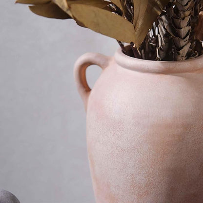Ceramic Flower Vase, 9 inch Rustic Farmhouse Vase for Centerpieces, Handcrafted Weathered Pottery Vases, Small Decorative Terracotta Vases for Home Decor, Living Room, Table, Shelf