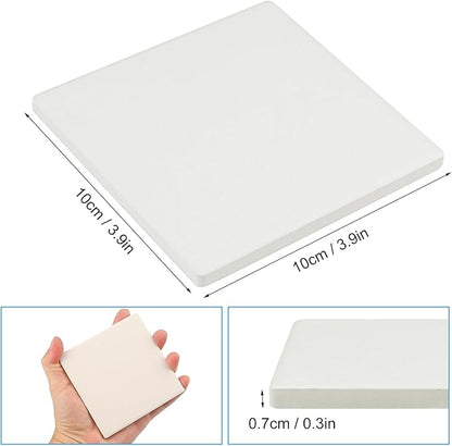 GNIEMCKIN 45 Pieces 4x4 Inch Blank Ceramic Coasters, Unglazed Ceramic Tiles Coasters, Ceramic Tiles with Cork Backing Pads for Painting, DIY Crafts, Mosaics, Square, White.