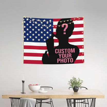 Custom Flag Tapestry Personalized Picture Image Text Custom Tapestry Wedding Backdrop 37''W X 29''L Tapestry For Dormitory