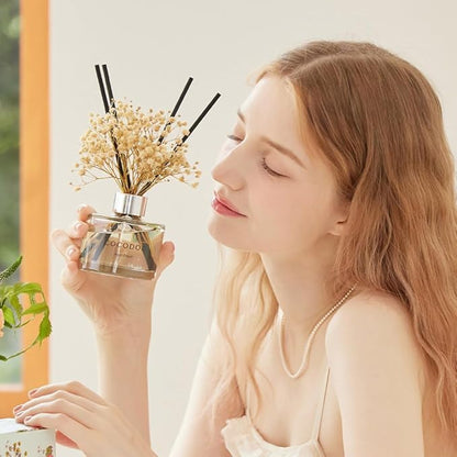 COCODOR Preserved Flower Reed Diffuser/White Jasmine/6.7oz/2Pack / Home Fragrance Scent Essential Oil Stick Diffuser for Bedroom Bathroom Home Decor