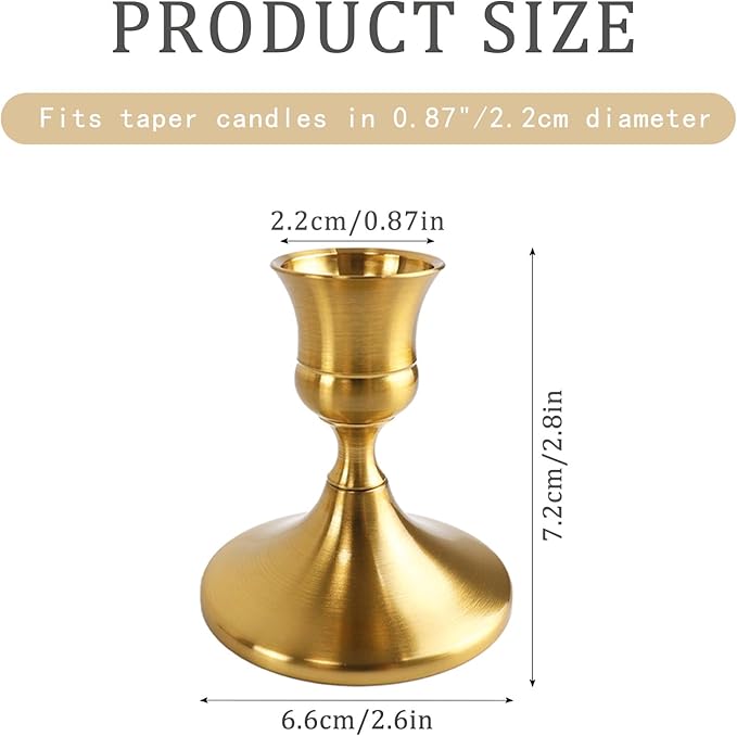Vintage Brass Gold Taper Candle Holders Set of 4, Metal Candlestick Holders Elegant Handcrafted Décor for Weddings, Dining & Meditation,Table Centerpiece, Party, Christmas Decoration or Home Decor