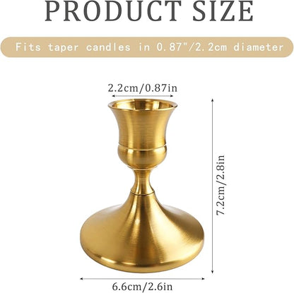 Vintage Brass Gold Taper Candle Holders Set of 2, Metal Candlestick Holders Elegant Handcrafted Décor for Weddings, Dining & Meditation,Table Centerpiece, Party, Christmas Decoration or Home Decor