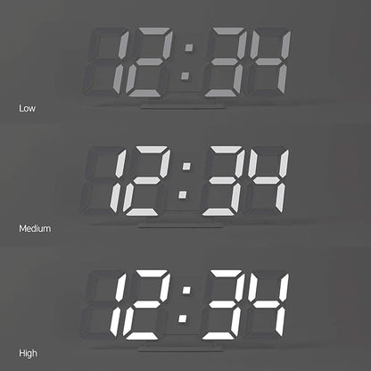 mooas 3D Pure Slim M LED Clock, Multi-Function LED Digital Clock (Calendar, Alarm, Temperature) (11.8" Slim M White Wall Clock with Remote Control)