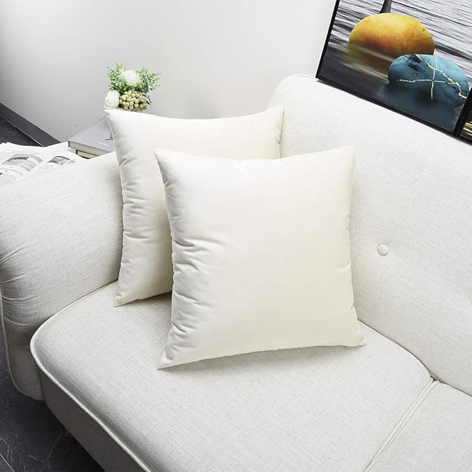 Artaimee Ivory White Velvet Throw Pillow Covers (18x18 Inches, Pack of 2) – Soft & Cozy Cushion Cases for Sofa, Bed, Couch, Office, & Car – Hidden Zipper, Decorative Accent for Living Room & Bedroom
