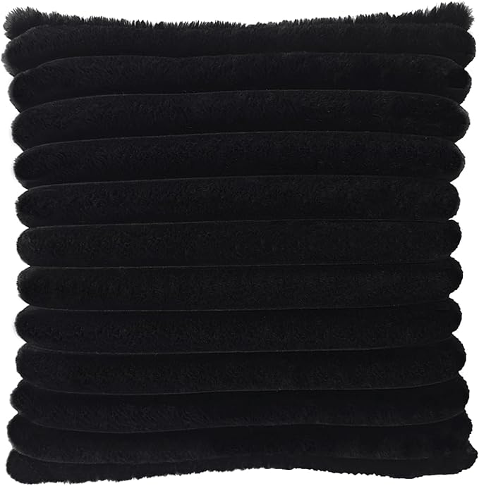 1 Pack 20x20 Pillow Cover Velvet Pillow Covers, Faux Fur Square Throw Pillow Covers for Living Room Decorations Throw Pillow Case, Throw Pillow Cover Cushion Cover for Home Sofa Bedroom Car, Black