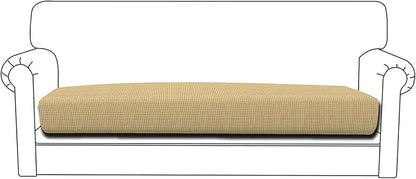 Easy-Going Stretch Cushion Cover Sofa Cushion Furniture Protector Sofa Seat Sofa slipcover Sofa Cover Soft Flexibility with Elastic Bottom(Oversized Sofa Cushion, Beige)