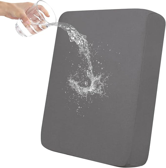Easy-Going 100% Waterproof Chair Sofa Seat Cushion Slipcovers Couch Cushion Cover Stretch Furniture Protector for Kids, Pets (Chair Cushion, Light Gray)