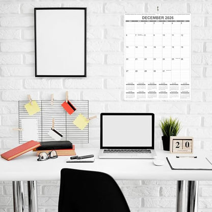 Large Calendar 2026 with Spiral Bound - 18 Month Big Calendar from January 2026 to June 2027, Vertical Large Monthly Calendario 2026 for Wall, 22" x 17", Black
