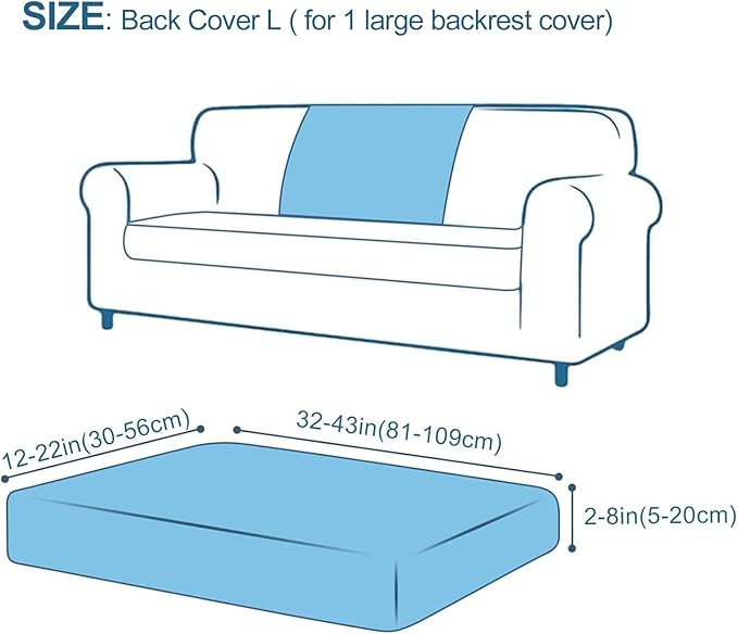 Smiry Printed Couch Cushion Covers, Stretch Soft Couch Covers for Sofa, Washable Non-Slip Sofa Slipcover Furniture Protector for Indoor and Outdoor (Backrest L, Dark Grey)