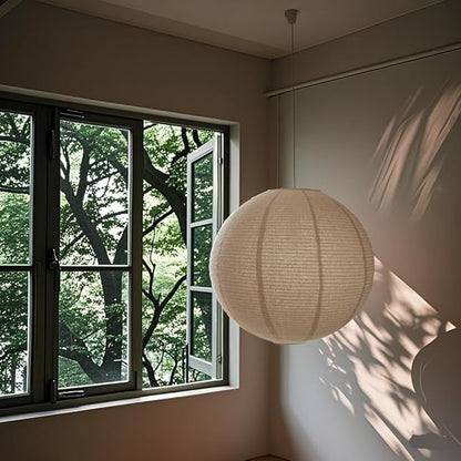 Large Hanging Lamp shade 20INCH Round Linen Pendant Lamp shade Can replace paper lanterns Hanging Lantern Handmade Minimalist Decorations Suitable for Living room, Hallway Bedroom, and kitchen