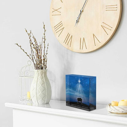 Acrylic Crystal Decoration Blue Starry Sky Letter - Women Congratulations Present - Housewarming Present, Best Blessing Motivational Desk Decor 4x4inch