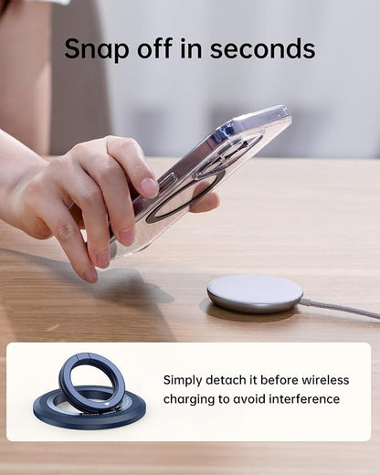 SYNCWIRE for MagSafe Ring Phone Holder, 360° Rotation Magnetic Cell Phone Grip Dual-Sided Magnets Phone Ring Kickstand Compatible with iPhone 17 16 15 14 13 12 Pro Max MagSafe, Android, Samsung etc.