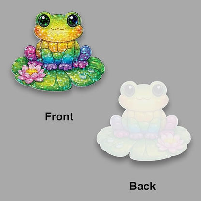 Rainbow Lotus Frog Acrylic Suncatcher, Window Hanging Sun Catcher Ornament, Crystal Prism Light Catcher Decor, Sunlight Window Decor, Aesthetic Home Decor Gift