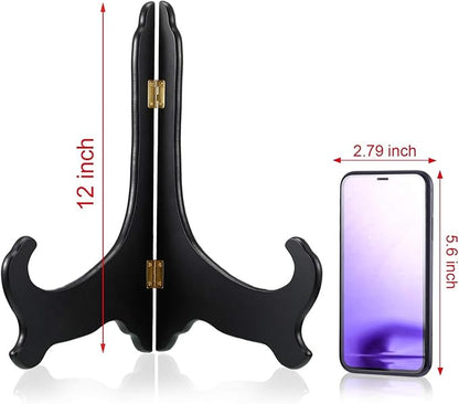 Tatuo 4 Packs Wooden Easel Plate Holder Plate Stands for Display Picture Frame Stand Easels Tabletop Art Decorative Book Dish Holder(12 Inches)