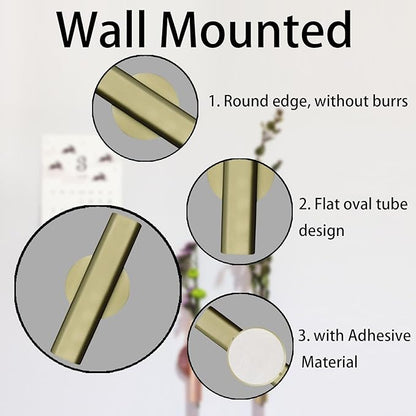 7" Wall-Mounted Flower Tube, Top/Bottom Open Vase, Wall Metal Flower Tube Decoration Holder for Flower Display, Home Office Living Room Bedroom Decoration with Adhesive Material, 2pcs(Gold)