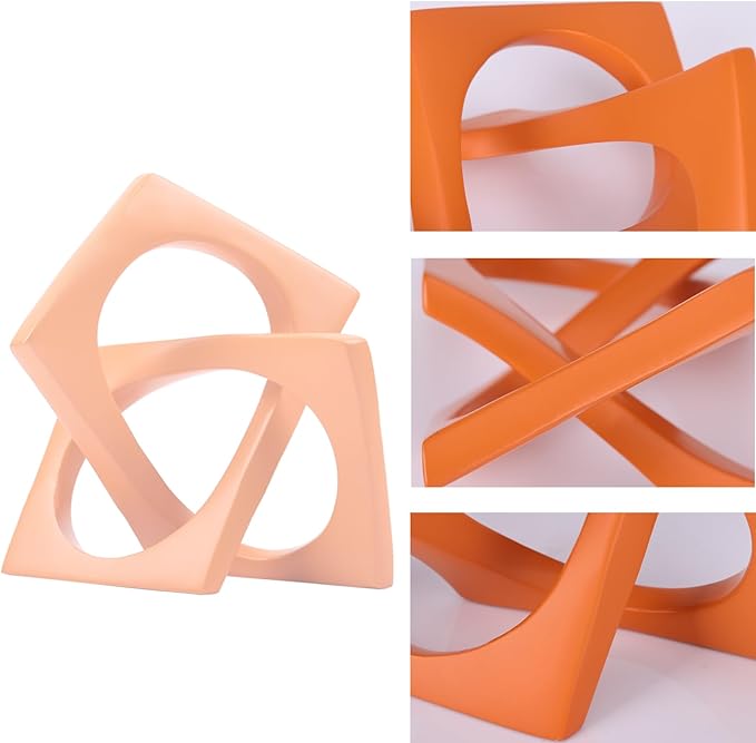 DOVDOV Geometric Cube Orange Knot Decorations, Geometric Sculptures, Modern Home Decorations for Home Decor Accents, Dining Tables, on Shelves, Consoles, entryway Tabletop centrepieces