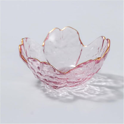 Small Jewelry Dish Tray, Flower Ring Holder, Nightstand Decor Glass Trinket Plate, Crystal Jewlery Bowl for Earrings, Engagement Gifts (Pink)