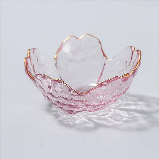 Small Jewelry Dish Tray, Flower Ring Holder, Nightstand Decor Glass Trinket Plate, Crystal Jewlery Bowl for Earrings, Engagement Gifts (Pink)