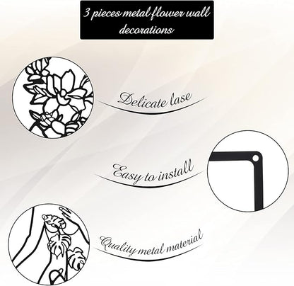 CHENGU 3 Pieces Metal Minimalist Abstract Woman Wall Art Line Drawing Wall Art Decor Single Line Female Home Hanging for Kitchen Bathroom Living Room
