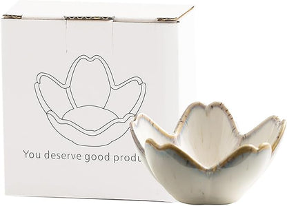 Floral Ceramic Jewelry Tray - 3.5" Elegant Ring Holder Dish & Trinket Bowl for Vanity Dresser Decors (grey)
