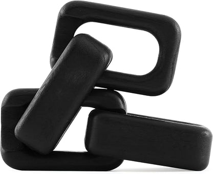 Bucherry 4 Link Wood Knot Decor - Modern Coffee Table Decoration Black Chain Decor Rustic Objects for Bookshelf Home Living Room Bedroom