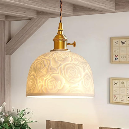 Vintage Ceramic Pendant Light, Mid Century Modern Mini Pendant Lighting, Farmhouse Vintage Ceiling Hanging Lamp, for Dining Room Girls Bedroom