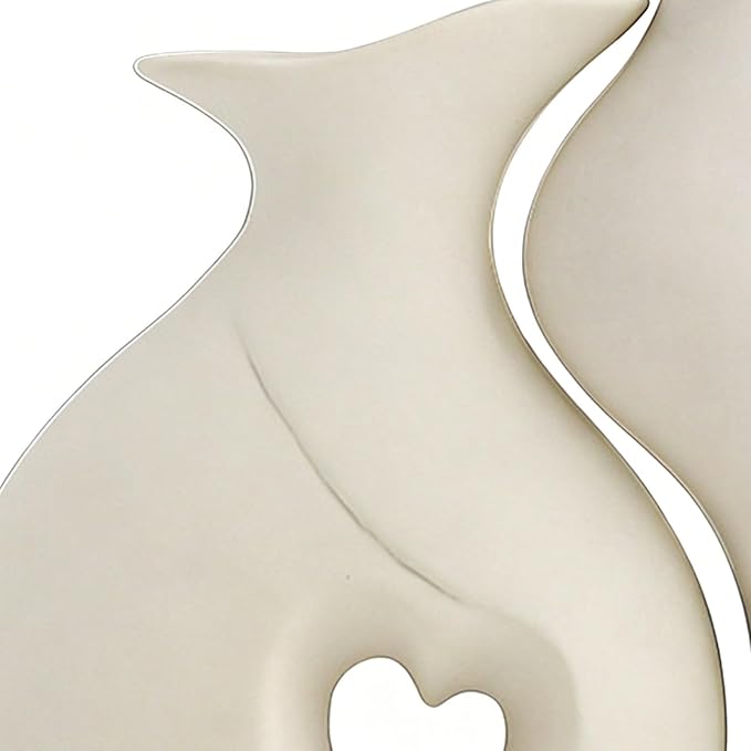 Ceramic Vase - 2 Piece Heart-Shaped Modern Home Decor, Aesthetic Table Centerpiece, Handcrafted Flower Vase Set, Matte White Wedding & Gift, Shelf Sculpture