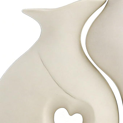 Ceramic Vase - 2 Piece Heart-Shaped Modern Home Decor, Aesthetic Table Centerpiece, Handcrafted Flower Vase Set, Matte White Wedding & Gift, Shelf Sculpture
