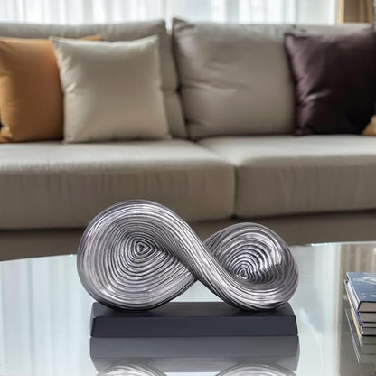 5.5‘’ Infinity Knot Sculpture - Abstract Decorative Object, Modern Infinity Loop Symbol for Home Decor, Knick Knacks for Shelves, Living Room Table, TV Stand, Geometric Coffee Table Statues(Silver)