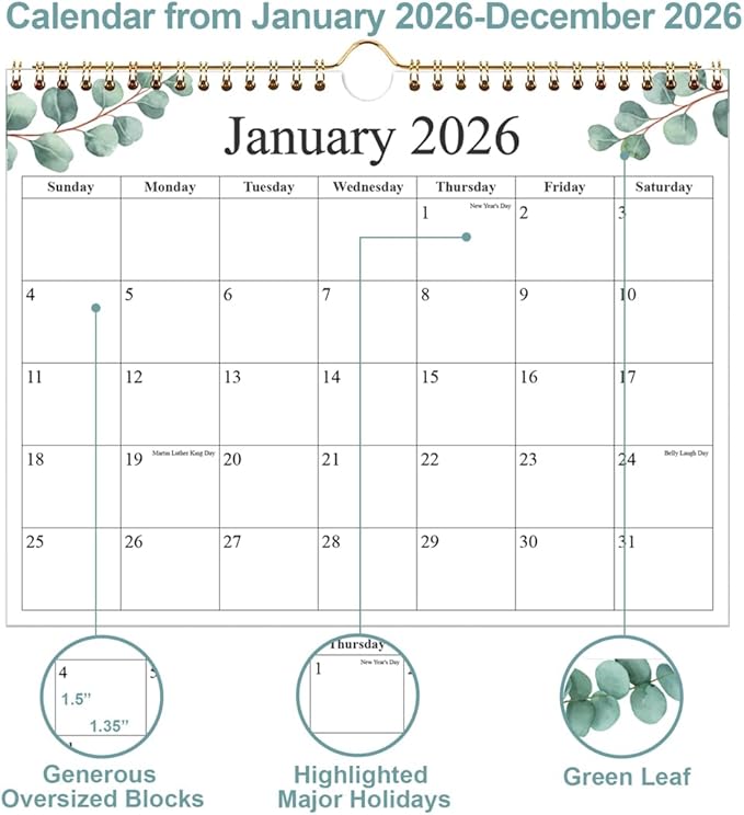 2026 Wall Calendar - Calendar 2026 from January 2026 - December 2026, 12 Months Calendar with Premium Paper, 8.5" x 11", Nature