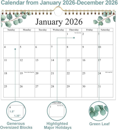2026 Wall Calendar - Calendar 2026 from January 2026 - December 2026, 12 Months Calendar with Premium Paper, 8.5" x 11", Nature