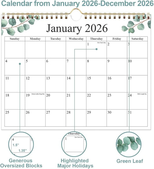 2026 Wall Calendar - Calendar 2026 from January 2026 - December 2026, 12 Months Calendar with Premium Paper, 8.5" x 11", Nature