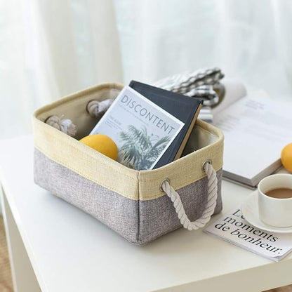 TheWarmHome Storage Baskets for Organizing - 11.8x7.8x5.2 inch Small 6 Pack Storage Bins for Shelve, Farbic Storage cubes Organizer for Baby Toys Nursery (Gold & Grey)
