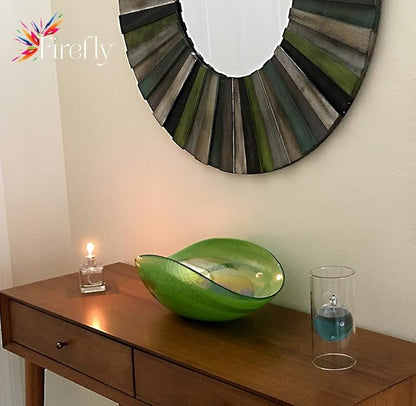 Firefly Fuels Refillable Glass Liquid Candle. Vintage-Look Aura Petite 2.75-oz Reusable Oil Candle for Restaurant Ambience, Indoor Lighting, and Outdoor Events. Use with Liquid Paraffin or Lamp Oil