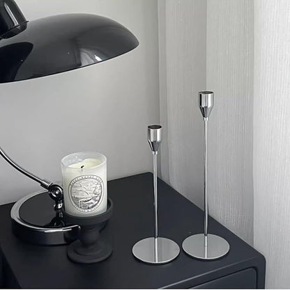 Sliver Candlestick Holders 3pcs Taper Candle Stick Holder Set, Mantel Candlestick Holder Set for Table Centerpiece, Modern Tall Candle Decor for Wedding/Party/Dinning/Anniversary