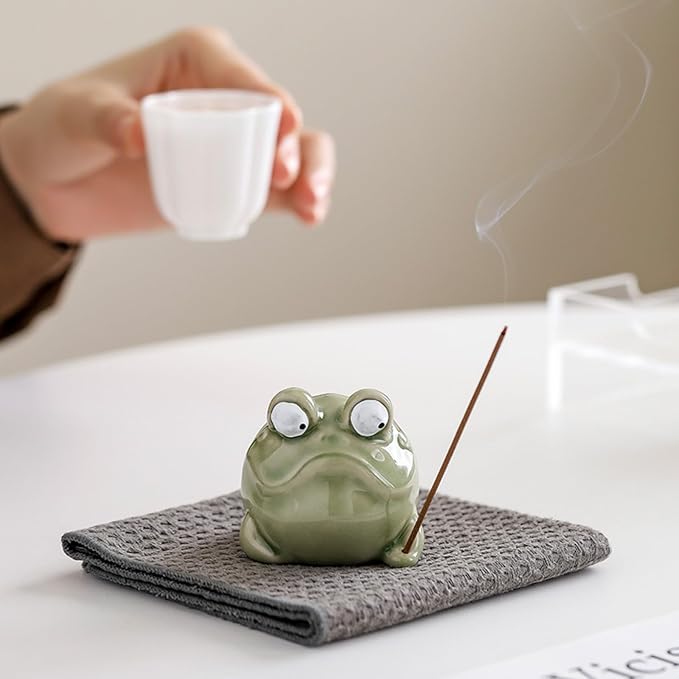 Frog Incense Burner, Incense Holder for Sticks, Ceramic Incense Stick Holder