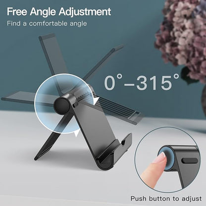 JETech Tablet Stand, Adjustable Portable Desktop Holder, Foldable Dock for iPad/iPad Pro/Air/Mini, Galaxy Tab A8/A7 Lite/A7/S8/S7, Kindle, Tab/Phones(4-11"), Black