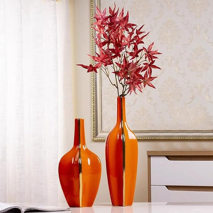 GIZNXBA Ceramic Vases Set of 2 Clay Vase for Flowers, Modern Bud Vase Ceramic, Abstract Decorative Vase Set for TV Cabinet Living Room Office Kitchen Home Wedding