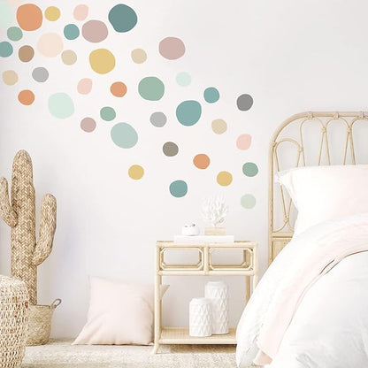 Epakh 296 Pcs Polka Dots Wall Decal Boho Rainbow Kids Playroom Wall Decor Gifts, Colorful Nursery Room Bedroom Classroom Watercolor Decal Art, Peel and Stick Modern Decor Sticker(Light Colors)