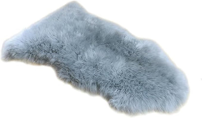 Woolous Gray Sheepskin Rug - Genuine New Zealand Natural Fluffy Area Rug, Real Sheep Skin Throw for Bedroom, Living Room or Chair Cover (Single Pelt, 2x3 ft, Gray)