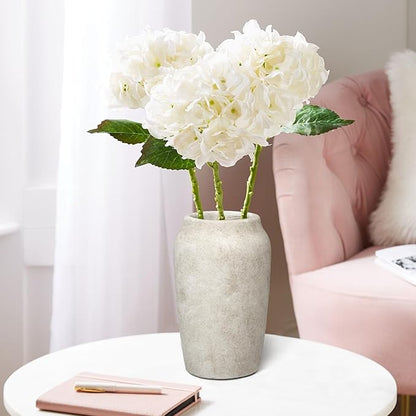 Briful 9.06'' Large Ceramic Rustic Vase Shabby Vintage Textured Vase, 4.33'' Wide Mouth Pampas Vases for Fake Flowers Branches, Farmhouse Home Décor, Weddings Shelf Table Decor,Heige