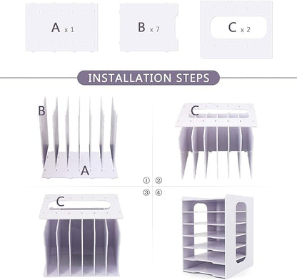 SONGWAY File Organizer for Desk - Desk Organizer for Document, Multifunctional 7 Tier Vertical File Holder, Paper Holder Organizer, Desktop File Organizer for Home Office School Decorations, White