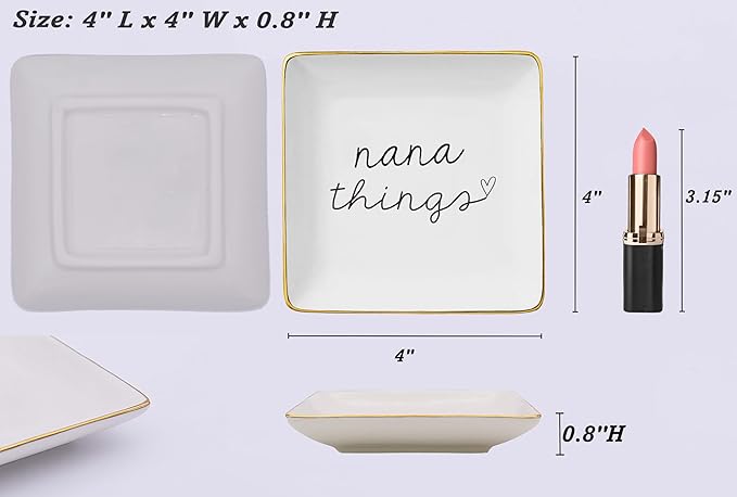 NZY Mother's Day,Birthday,Thanksgiving,New Year,Christmas Gifts for Grandmother-Grandmother Ring Dish-Grandma Life,Ceramic Jewelry Tray-Trinket Holder-Nana Things